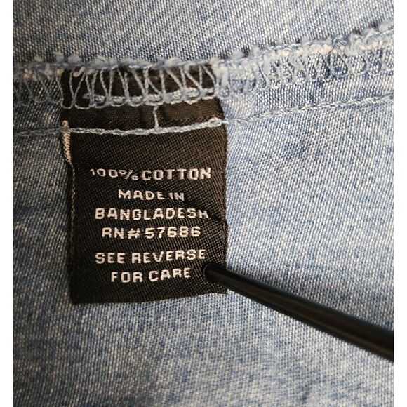 New Look Blue Denim Collared Roll-Tab Long Sleeve Button Down Blouse Size 3XL - Picture 5 of 6